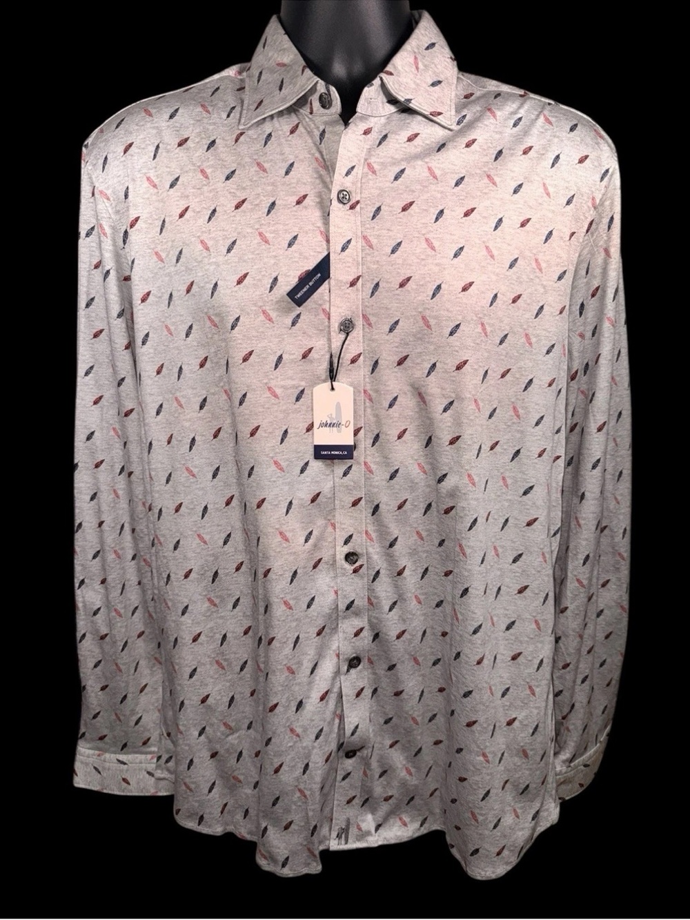 NWT Johnnie-O Shirt Ruskin Gray Featherweight 100% Cotton Medium $168